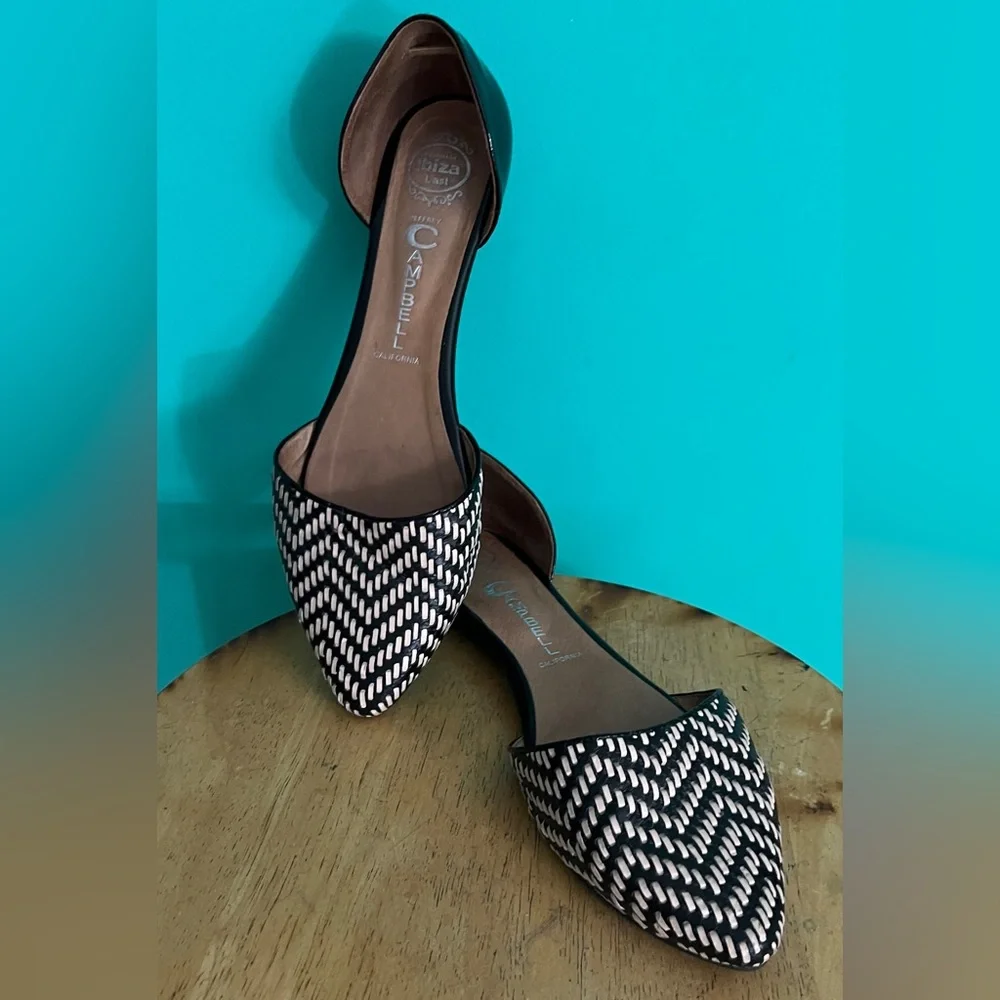 Jeffrey Campbell In Love Black and Tan Leather D'Orsay Flats - Picture 2 of 8